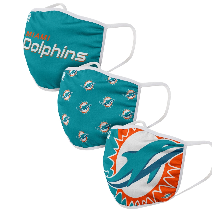  Miami Dolphins Adult Face Covering 3-PackDust mask with filter->baltimore ravens->NFL Jersey
